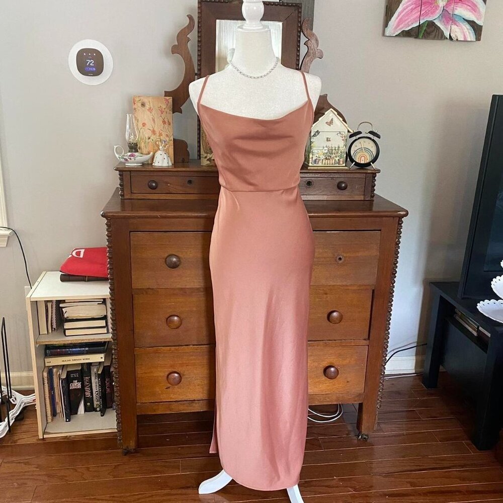 Soft Orange Pink Satin Bridesmaid Slip